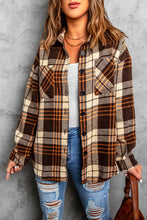 Khaki Grid Print Boyfriend Shirt Coat