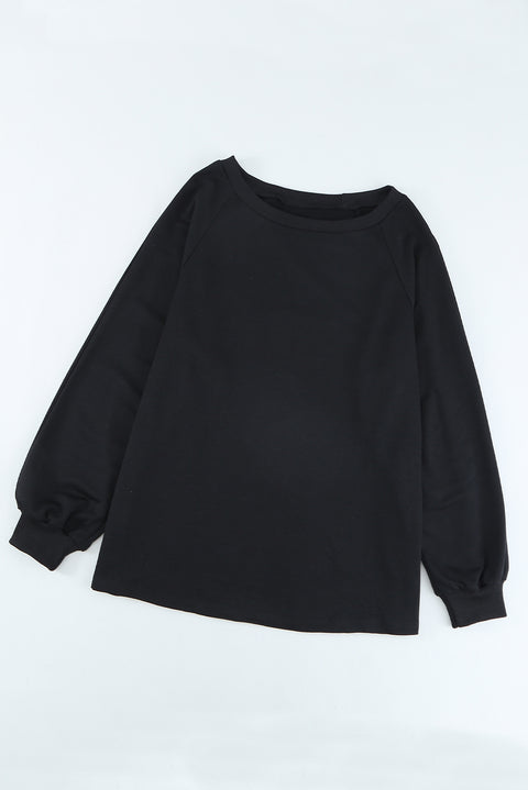 Plain Relaxed Fit Crew Neck Pullover Sweatshirt