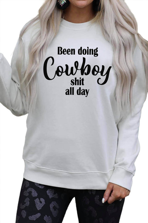 COWBOY take me away Graphic White Sweatshirt