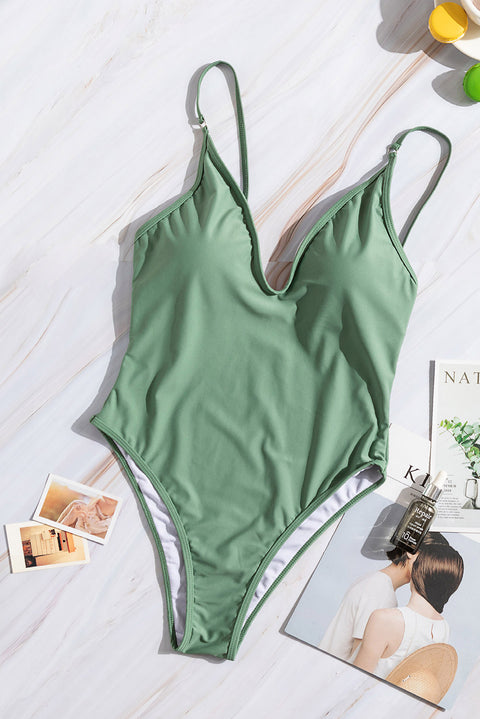 V Neck One Piece Swimsuit