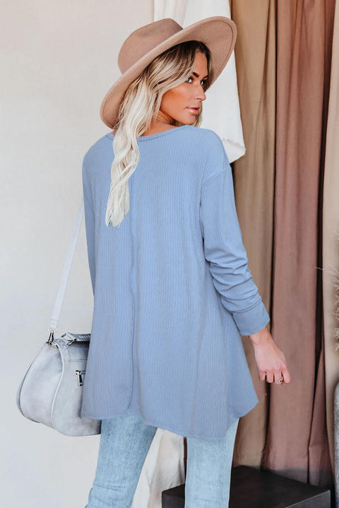 Asymmetric Hemline Long Sleeve Top - HannaBanna Clothing