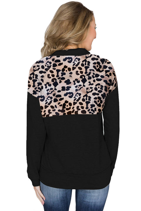 Floral Splice Pink Kangaroo Pocket Zip Collar Sweatshirt