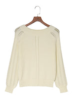 Beige Plain Off Shoulder Knit Pullover Sweater