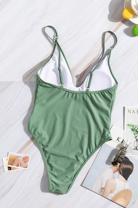 V Neck One Piece Swimsuit