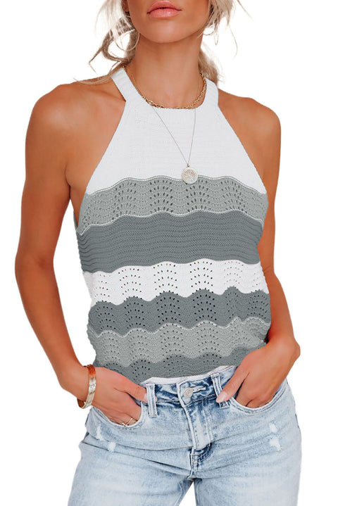 Khaki Knit Colorblock Tank Top