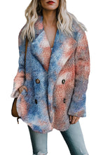 Tie Dye Lapel Collar Open Front Fleece Coat