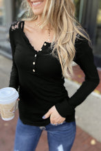 Lace Back Buttoned Henley Top