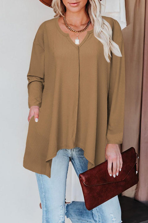 Asymmetric Hemline Long Sleeve Top - HannaBanna Clothing