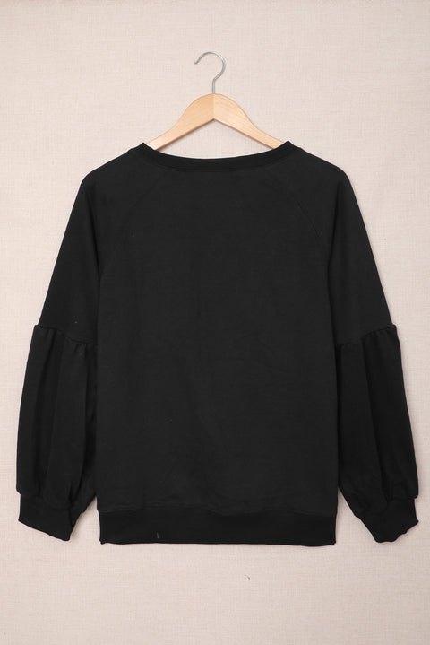 Raglan Patchwork Sleeve Pullover Sweatshirt