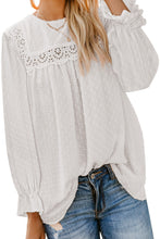 Swiss Dot Hollow Out Ruffle Sleeve Blouse