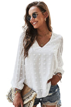 Swiss Dot Bubble Sleeve Blouse