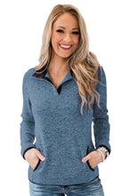 Heathered Turn-down Collar Pullover Sweatshirt