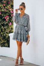 Print Smocked Puff Sleeve Tiered Ruffled Mini Dress