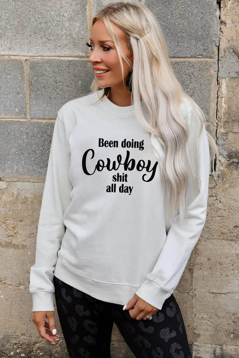 COWBOY take me away Graphic White Sweatshirt