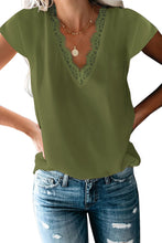 V Neck Lace Trim T-shirt