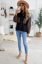 Sky Blue Contrast Leopard Denim Jacket