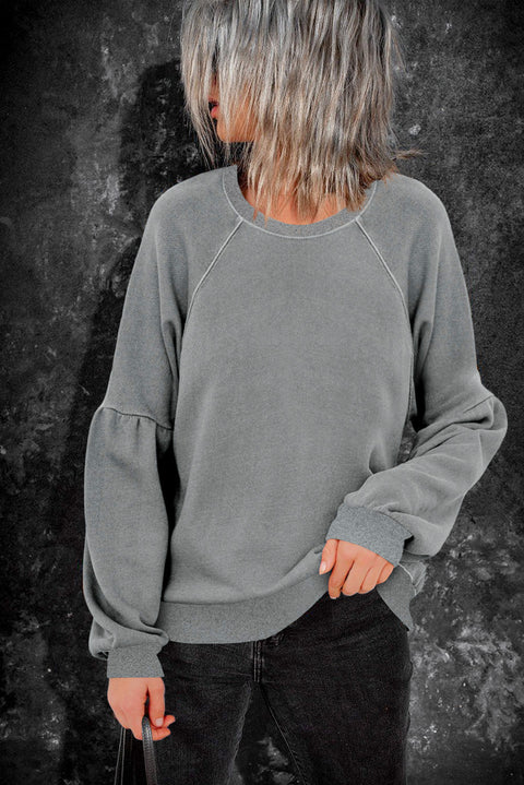 Raglan Patchwork Sleeve Pullover Sweatshirt