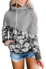 Floral Splicing Cowl Neck Hoodie