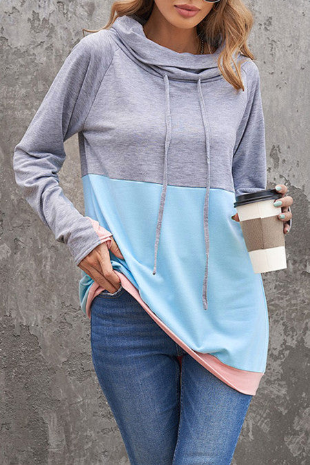 Dual Gray Colorblock Thumbhole Sleeved Sweatshirt