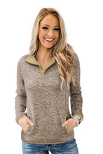 Heathered Turn-down Collar Pullover Sweatshirt