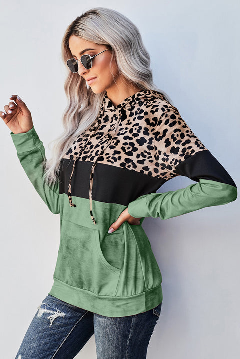 Sudadera con capucha y diseño teñido anudado con estampado de leopardo