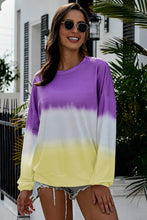 Color Block Tie Dye Pullover Sweatshirt