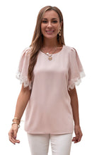 Satin Lace Flutter Sleeve Top