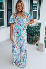 Wrap V Neck Floral Maxi Dress