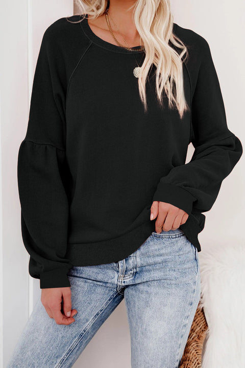 Raglan Patchwork Sleeve Pullover Sweatshirt