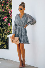 Print Smocked Puff Sleeve Tiered Ruffled Mini Dress