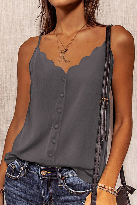 Spaghetti Straps Buttoned V Neck Vest