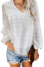 Swiss Dot Bubble Sleeve Blouse