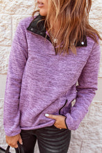 Heathered Turn-down Collar Pullover Sweatshirt