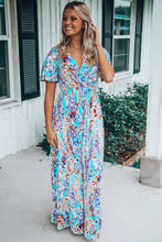 Wrap V Neck Floral Maxi Dress