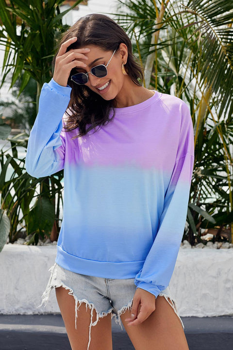 Color Block Tie Dye Pullover Sweatshirt