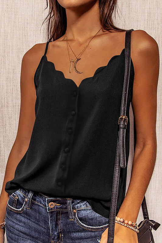 Spaghetti Straps Buttoned V Neck Vest