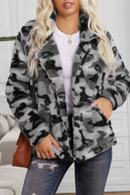 Tie Dye Lapel Collar Open Front Fleece Coat