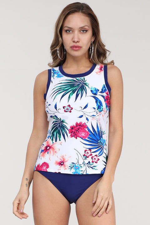 Ethnic Print High Neck Strappy Tankini