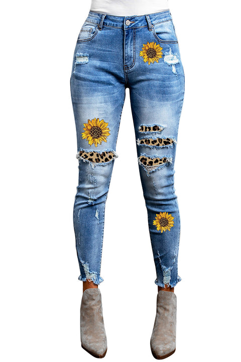 Medium Wash Distressed Skinny Ankle Jeans