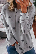 Star Print Hoodie with Side Slits