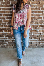 Spotted Print Ruffled V Neck Tank Top