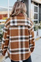 Pocketed Buttoned Plaid Shirt Jacket