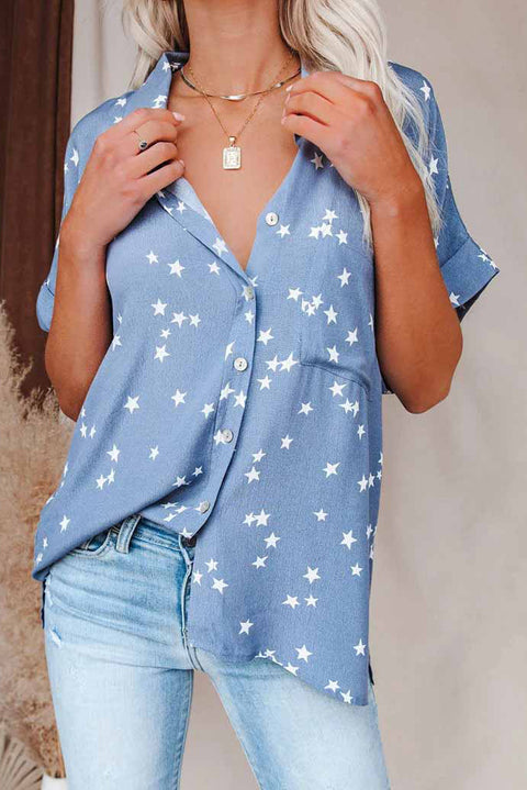 Camisa con mangas con puños y estampado de estrellas