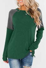 Khaki Color Block Raglan Sleeve Top