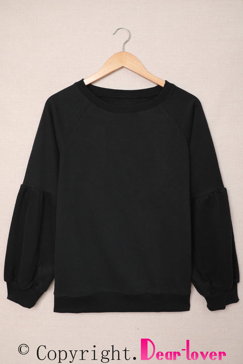 Raglan Patchwork Sleeve Pullover Sweatshirt