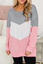 Chevron Waffle Colorblock Pullover Sweatshirt