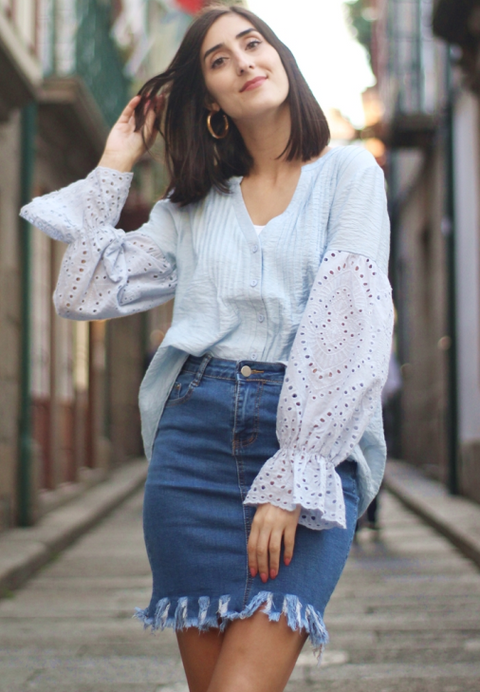 Rekindle Eyelet Button Down Top