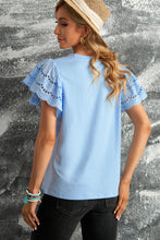 Hollow Out Ruffle Sleeve T-shirt