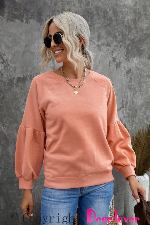 Raglan Patchwork Sleeve Pullover Sweatshirt