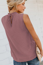 Swiss Dot Smocked Crew Neck Tank